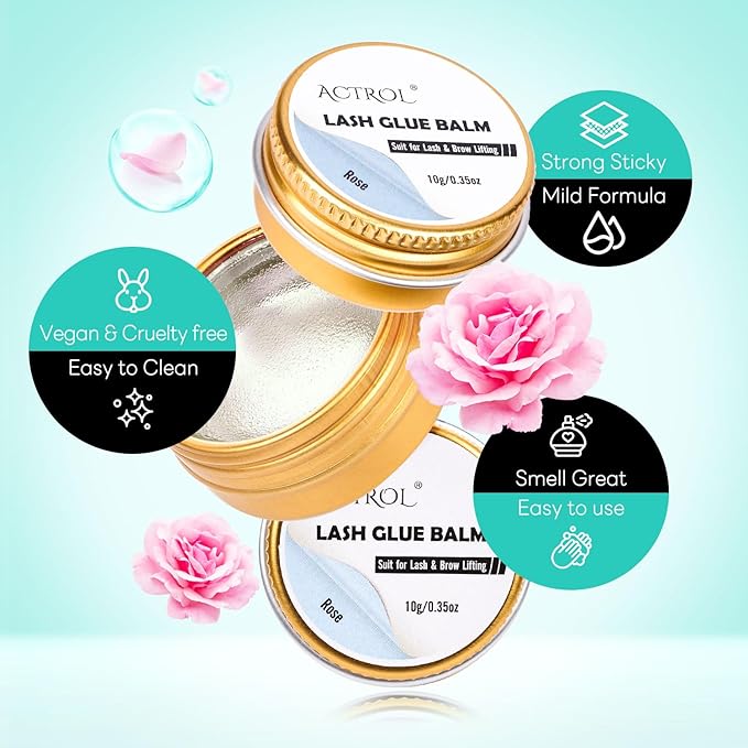 Lash Lift Glue Balm Eyelash Lifting Perm Rose Strong Hold Lash&Brow Perm Glue Balm Brow Adhesive Powerful Sticky Brow Lamination 0.35Oz/10G