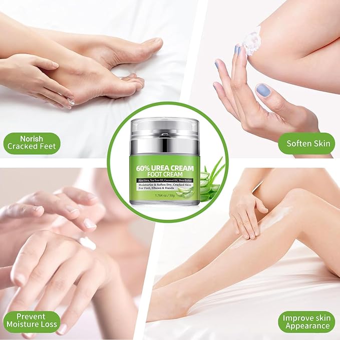 Grospe Urea Cream 60% For Feet Maximum Strength, 60% Urea Cream with 2% Salicylic Acid for Feet & Hands Moisturizer for Rough, Dry, Thick & Cracked Skin, Callus Remover, Deep Hydration 1.76 oz
