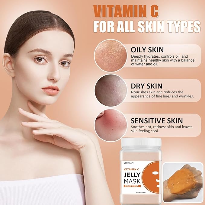 YMEYFAN Jelly Mask for Facials Professional - Vitamin C Jelly Mask Powder, Even Face Skin Care for Facial Vajacial Peel Off Mask, Esthetician Supplies, Natural Ingredients Unscent