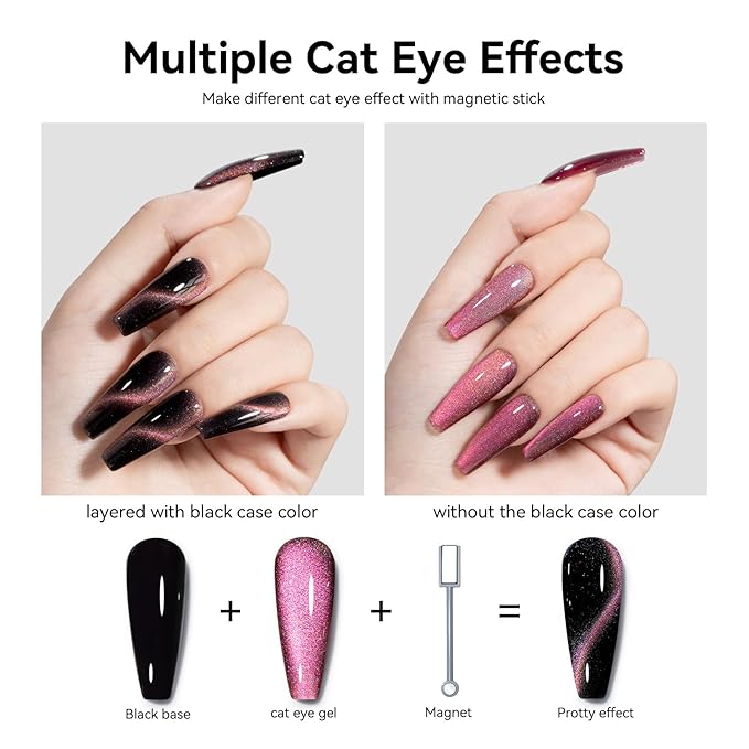 MAYCHAO 15ML Cat Eye Gel Nail Polish 1Pc Rainbow Princess Gel Polish with Magnet Soak off Holographic Magnetic Nail Polish for Nail Art Manicure Salon DIY at Home, 0.5 OZ