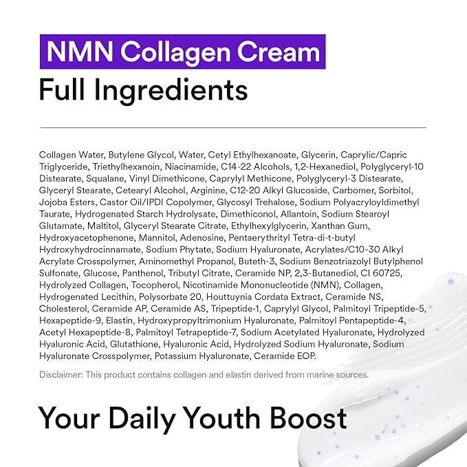 VEGANIFECT NMN Collagen Cream | Hydrating & Firming Moisturizer with Peptides & Glutathione & Hyaluronic Acid | Boosts Elasticity & Wrinkle Care | Korean Skincare, 1.69 fl.oz