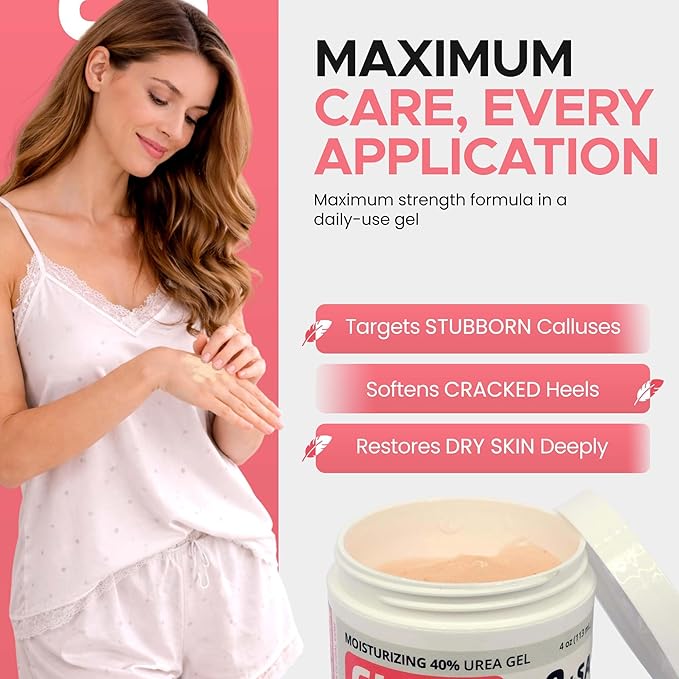 CLEAR Urea Cream 40 Percent Plus 2% Salicylic Acid (4oz) Made in USA | Urea Foot & Hand Cream Softens Cracked Heels & Dry Skin with Tea Tree & Coconut Oil - Callus & Corn Treatment