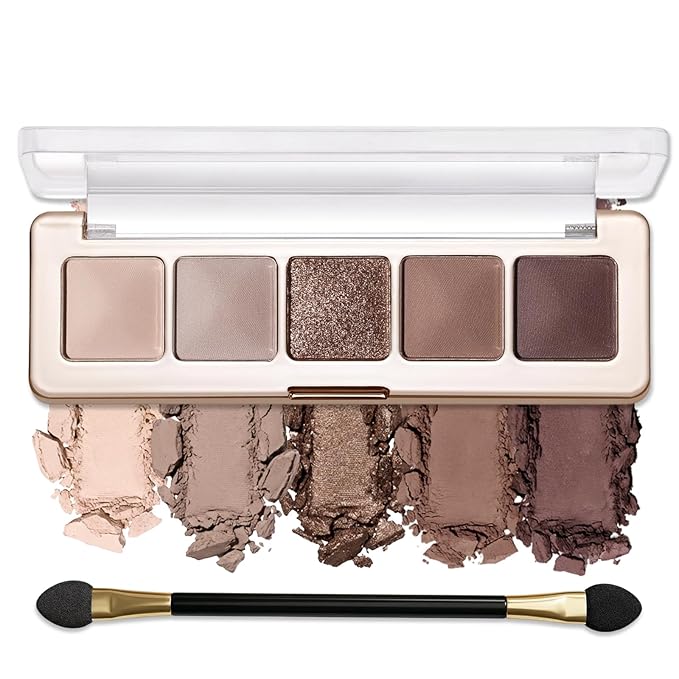 Erinde Cool Beige Taupe Brown Eyeshadow Palette, Matte & Shimmer Nude Neutral Eye Shadow Palettes Blendable Long-Lasting Everyday Eye & Contour Makeup Palette for Blue, Green Brown Eyes, 01