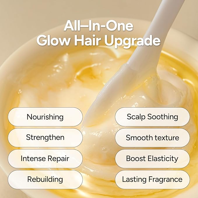 Korean Dual Hair Pack for Smooth & Glossy Hair, Deep Conditioning Treatment with Rice Protein, Silk & Honey Extract, Dual Cream Formula for Dry, Damaged Hair, Mellow Honey, 200g / 7.05 oz