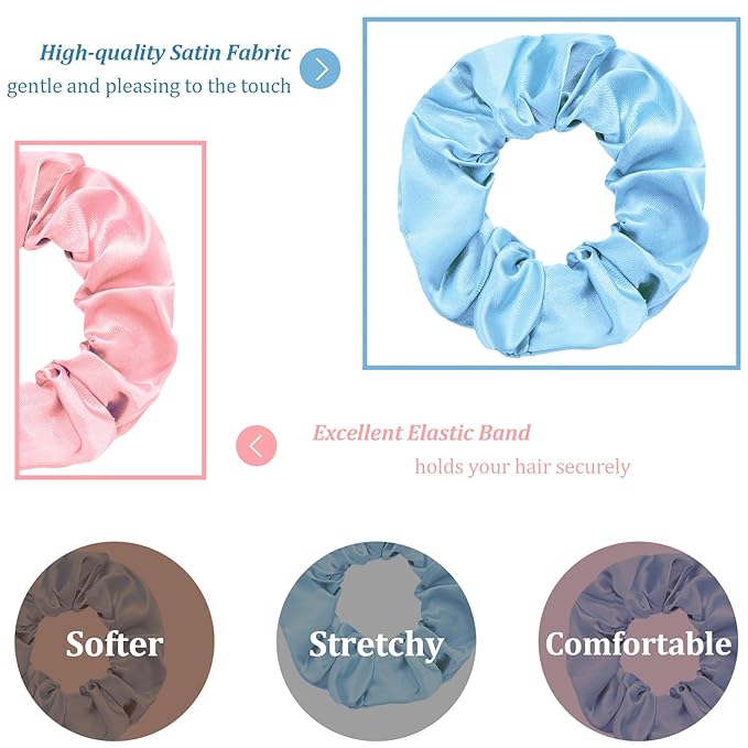 Silk Satin Scrunchies for Women Girls 24 PCS Hair Scrunchies Silk Satin Hair Ties for Thick Hair Bulk Hair Ties Hair Accessories