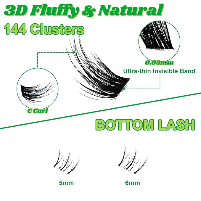 Fowendia Fox Cat Eye Lash Clusters D Curly DIY Lash Extension Kit Wispy Eyelash Clusters 8-18mm with Bond, Seal, and Remover - Invisible Band Lashes Clusters Cat Eyelashes Lower Lashes, Fairy Fox-Kit