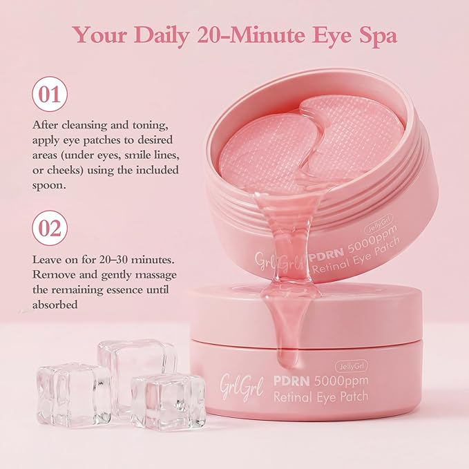 PDRN Eye Patches 5000ppm, Anti Smile Line & Wrinkle Under Eye Patches, Salmon DNA & Retinal Eye Mask for Puffy Eyes & Dark Circles, Eye Gels with Collagen & Peptides, 60 Pcs