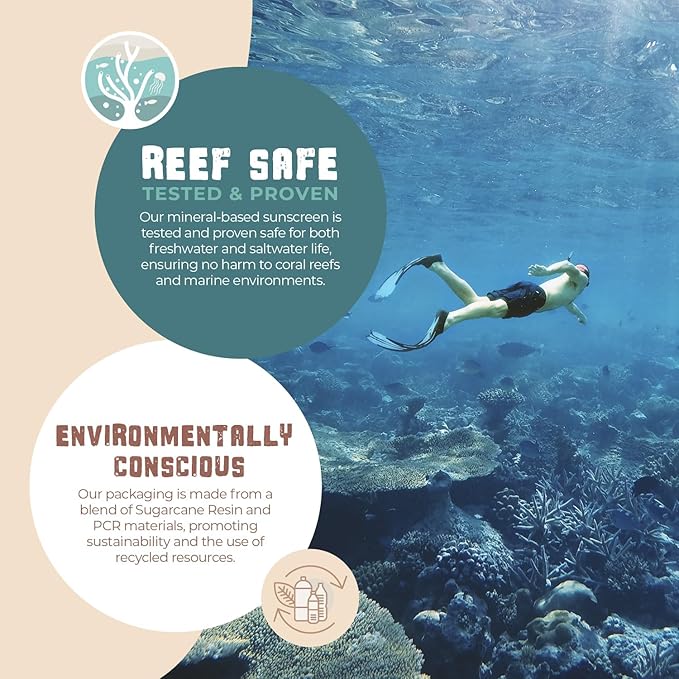 Happy Ocean Reef Safe Sunscreen SPF 45 – Biodegradable Zinc Oxide, Wet Boost Technology, Water Resistant 80 Min, Travel Size 2.5 oz