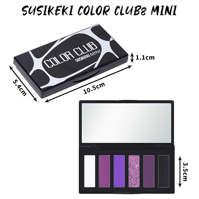 SUSIKEKI Purple Eyeshadow Palette with Mirror Lilac Violet Plum Tones Matte Shimmer Glitter 6 Colors Mini Eye Shadow Pallet Travel Size Highly Pigmented for Fairy Witch Goth Halloween Costume Makeup