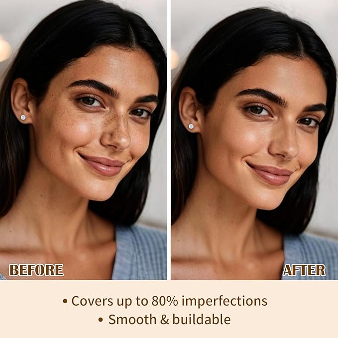 UCANBE 2-IN-1 Foundation + Concealer, Full Coverage Long-Lasting Matte Makeup for Normal, Combination and Oily Skin, Buildable Waterproof Formula with Hyaluronic Acid （07 Medium Beige）