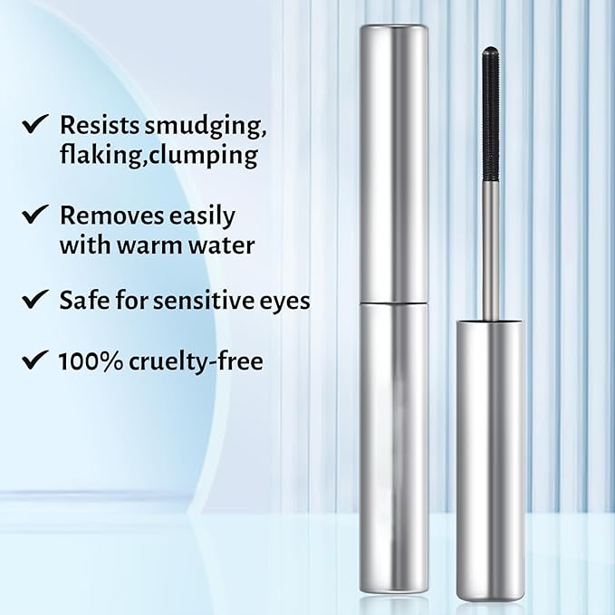 SPRINGSKY Black Curling Iron Mascara - Wand Metal Rod Mascara Lash-Lifting & Volumizing, Smudge Proof & Long Lasting Eyelash Makeup