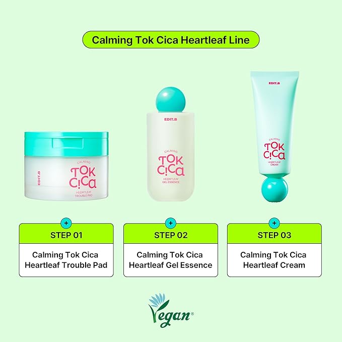 Calming Tok Cica Heartleaf Gel Essence, Cooling & Hydrating Facial Essence for Sensitive Skin, Lightweight Soothing & Relief Moisturizer, Korean Daily Skin Care (1.69 fl.oz / 50ml)