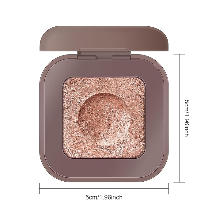 KYDA Chameleon Metallic Eyeshadow, Chrome Shimmer Eye Shadow Makeup, Smooth Pressed Powder Palette with Mirror, High Pigment Soft Eyeshadow, Lasting Glitter Eye Look, 01Champagne