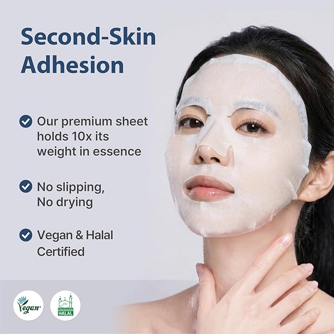 Azulene Mask Pack with Blue Chamomile (10 Sheets) - Instant Skin Soothing & Cooling Relief for Irritated Skin, Intensive Moisture Barrier Care, Authentic Korean Skincare Face Sheet Mask