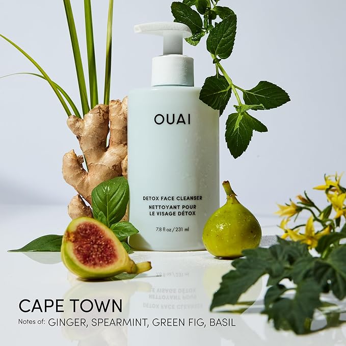OUAI Detox Facial Cleanser - Deep Cleansing Face Wash with Glycolic Acid, Niacinamide & PHA - Removes Sweat, Dirt & Oil Without Drying - Gentle Face Cleanser for Post-Workout (7.8 Fl Oz)