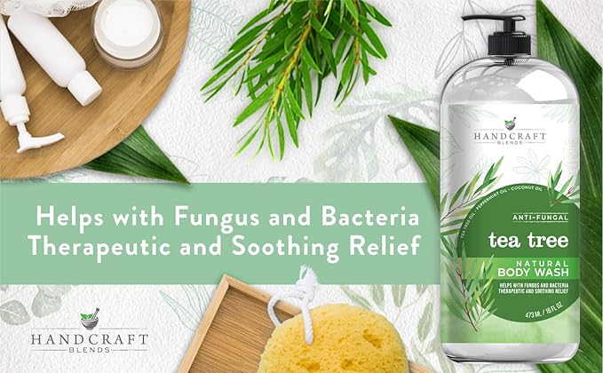 Handcraft Blends Tea Tree Oil Body Wash 16 oz - Extra Strength Body Wash For Athletes Foot, Nail Fungus, Itchy Skin, Jock Itch, Acne and Eczema - Tea Tree Body Wash For Men & Women