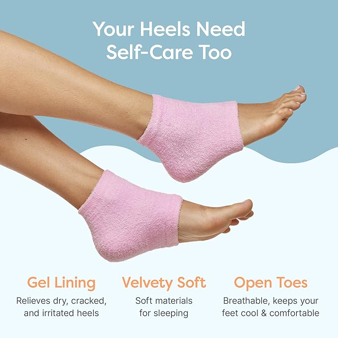 ZenToes Moisturizing Socks for Cracked Heel Treatment, Vitamin E, Olive Oil and Jojoba Oil Infused Heel Socks, Spa Gifts for Women, Mothers Day Gifts (Fuzzy Pink, Regular)