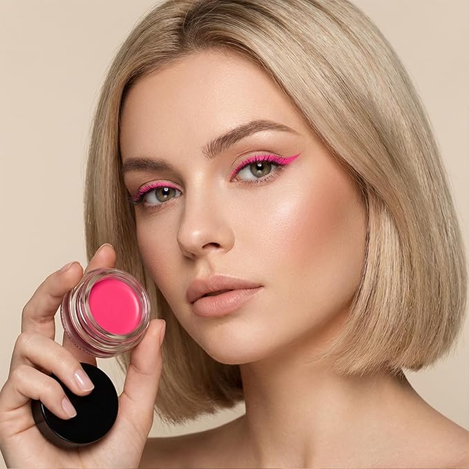 Erinde Coral Pink Gel Eyeliner, Waterproof Cream Eyeliner Gel Pot, High-Intensity Pigments Long Lasting Smudge Proof Eye Liner Eyebrow Makeup, Waterline Matte Eye Liner with 2PCS Brushes, B14