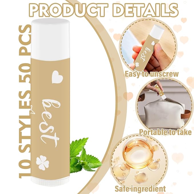 50 PCS Teacher's Day Appreciation Gifts Lip Balms Bulk,Thank You Staff Gifts Lips Care Products for Team Coworkers Teacher Party Volunteers Employee Leaving Farewell