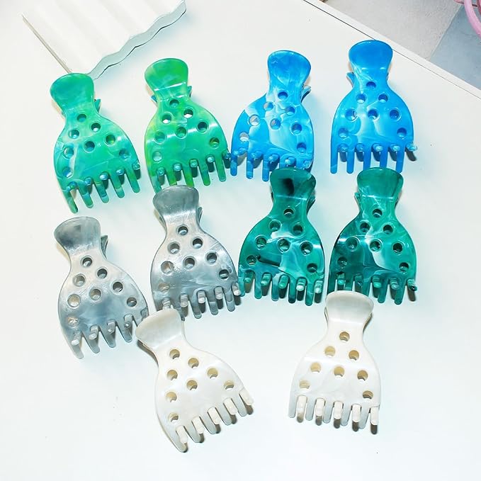 10 PCS Hair Volume Clip for Thick Hair, Root Clips for Curly Hair Volume,Green Blue Claw Clips for Women Root Lifting for Curl