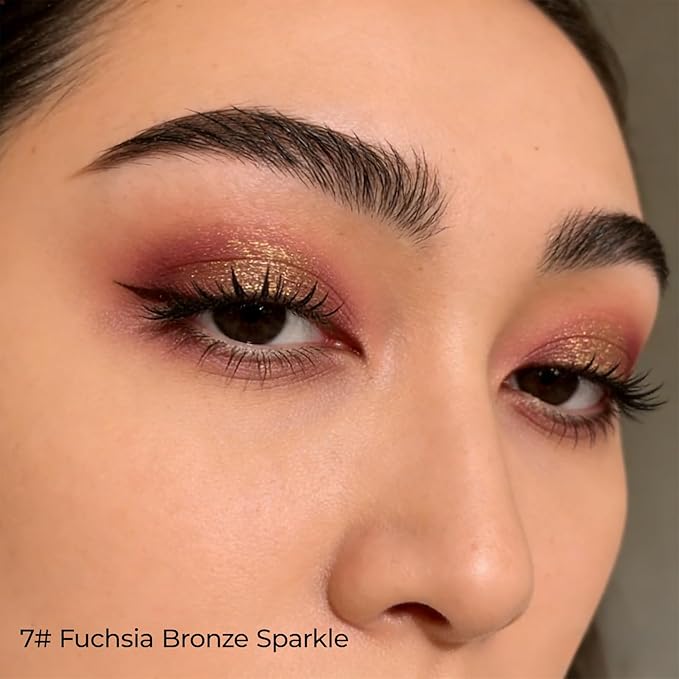 Duochrome Glitter Eyeshadow, Ultra-Fine Color Shifting Metallic Shimmer, High Pigment Holographic Single Eye Makeup, Long Lasting & Buildable Eye Shadow (#7 Coppery Bronze Sparkle)