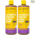 Alaffia Authentic African Black Soap, Wild Lavender, 2-Pack – All-in-One Moisturizing Cleanser for Face, Hands, Body & Hair, 32 Oz Ea