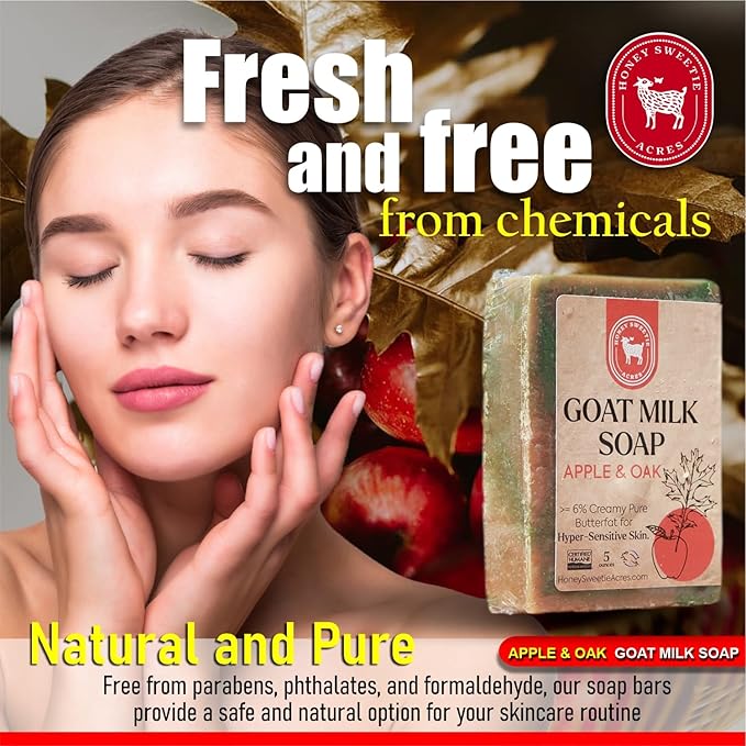 Honey Sweetie Acres Apple Oak Goat Milk Soap - Handmade 5 oz Bar, Made with Natural Ingredients, Moisturizing & Gentle, Made in the USA