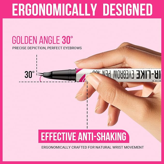iMethod Curved Eyebrow Pen - Eyebrow Pencil, Brow Pencil 2-in-1 Dual-Ended Microblading Eyebrow Pen with Curved Tip and Precise Brush-Tip for Natural Hair-Like Brows, Last All-Day, Black Brown
