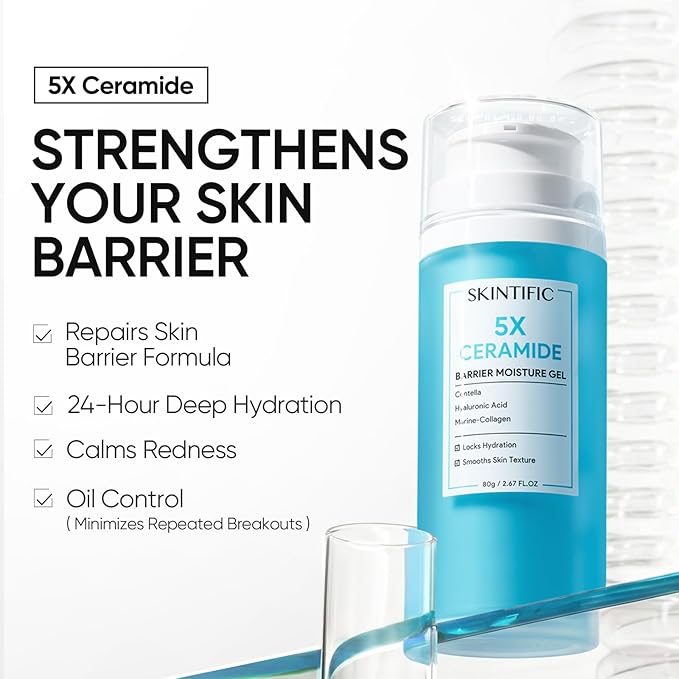 Face Moisturizer with 5X Ceramides, Hydrating Moisture Barrier Repair Cream for Sensitive/Oil Skin Types, Hyaluronic Acid & Centella (Ceramides, 2.82 OZ (Pack of 1))