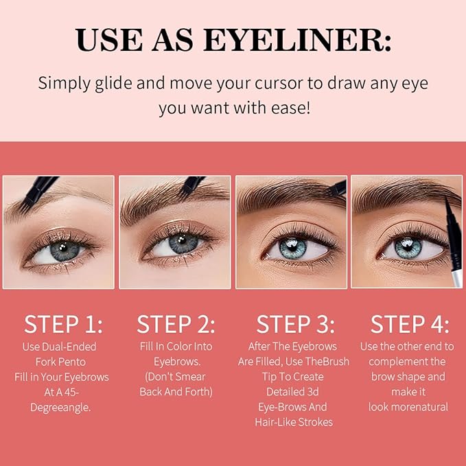 Eyebrow Pencils for Women Waterproof, Eyebrow Pencil & Eyebrow Pen 2 in 1, Long Lasting Brow Pencil, Natural Hair Like Eye Brow Pencil, Brown Eyebrow Pencil (03 DARK BROWNS)