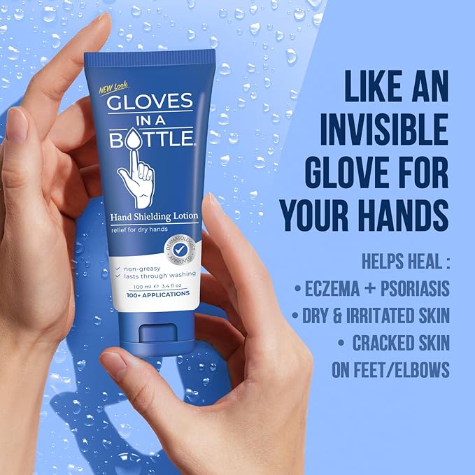 Gloves In A Bottle Shielding Lotion Tube 3.38 oz – TSA-Approved Travel Size Hand Cream for Nurses, Healthcare Workers, Dry & Cracked Hands – Deep Hydration Lotion, Skin Barrier Repair | 2-Pack