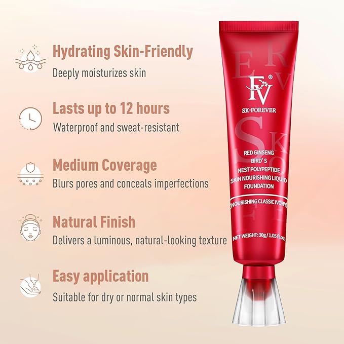 FV 2 Pack Dewy Liquid Foundation Makeup, Waterproof & Lightweight, Natural Finish with Medium Coverage, Hydrating Foundation for Dry and Normal Skin (Nourishing Natural Beige)