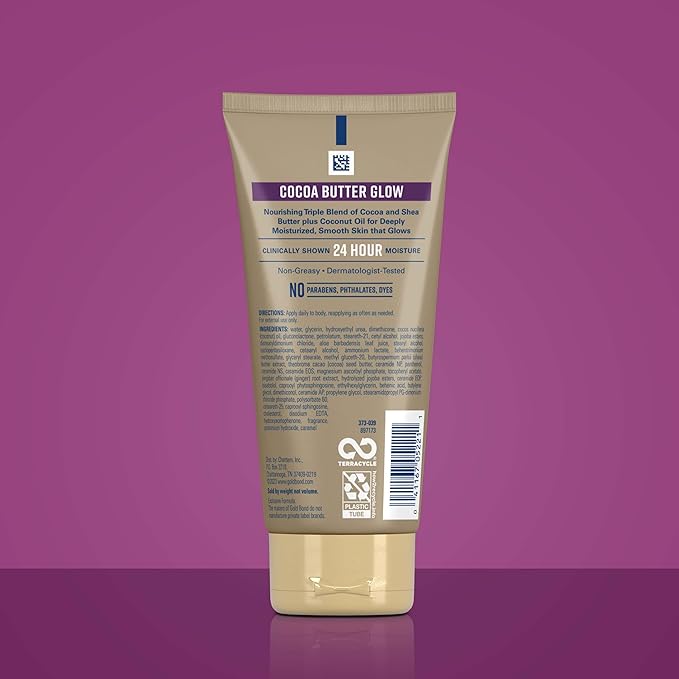 Gold Bond Cocoa Butter Glow Daily Hydrating Lotion with Shea Butter, Cocoa Butter & Coconut Oil, Exfoliating Moisturizer for Dry Skin, 5.5 oz. (Pack of 2)