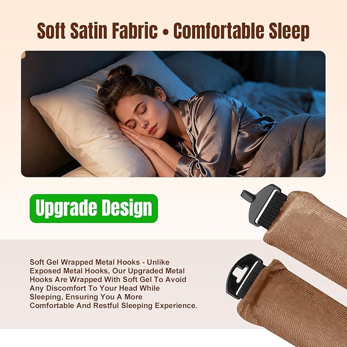 Overnight Heatless Hair Curler, Upgraded with Hair Pad Grippers Satin Jumbo Flexi Blowout Curls Rods, 3pcs No-Heat Styling Tools Curling Rod to Sleep in for All Hair Types - Khaki