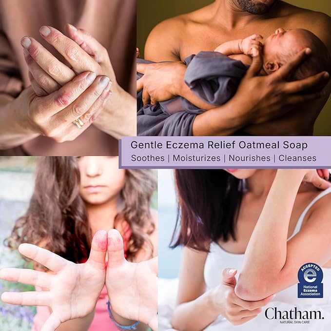 Chatham Natural Skin Care Eczema Relief Oatmeal Soap, Soothing oatmeal bath, treatment for eczema rosacea, psoriasis