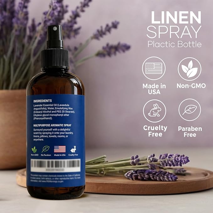 Lavender Linen Spray 8 fl oz - Refreshing Fabric Refresher & Pillow Spray for Bedding, Bed Sheets & Room - Soothing Room Mist - Nexon Botanics
