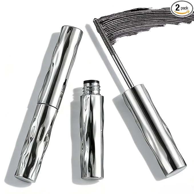 2PCS Waterproof & Smudge-Proof Tubing Mascara for Volumizing and 3D Curling Lashes, No Clumping No Flaking Formula, Long-Lasting Wear (Black)