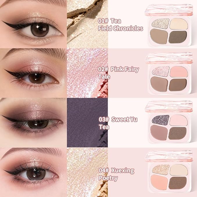 Matte Eyeshadow Palette, 4 Color High Pigment Blendable Eye Shadow Makeup For Older Women, Shimmer Eyeshadow Palette Makeup (03#, Pack of 1)