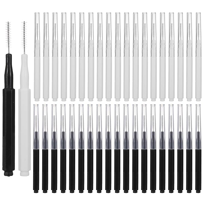 50 PCS Brow Lamination Brushes for Eyebrows, Lamination Spoolies, Disposable Micro Brushes for Brow, Spoolies for Eyebrows and Eyelashes (Black, White)