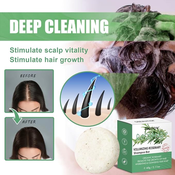 DBEAUTYM 2 Pack Rosemary Shampoo Conditoner Bar Set,Thinning Hair-Volume Shampoo & Conditioner Bar for Men and Women,Hair Thickening & Regrowth Treatment,Hair Growth Soap for Anti-Hair Loss