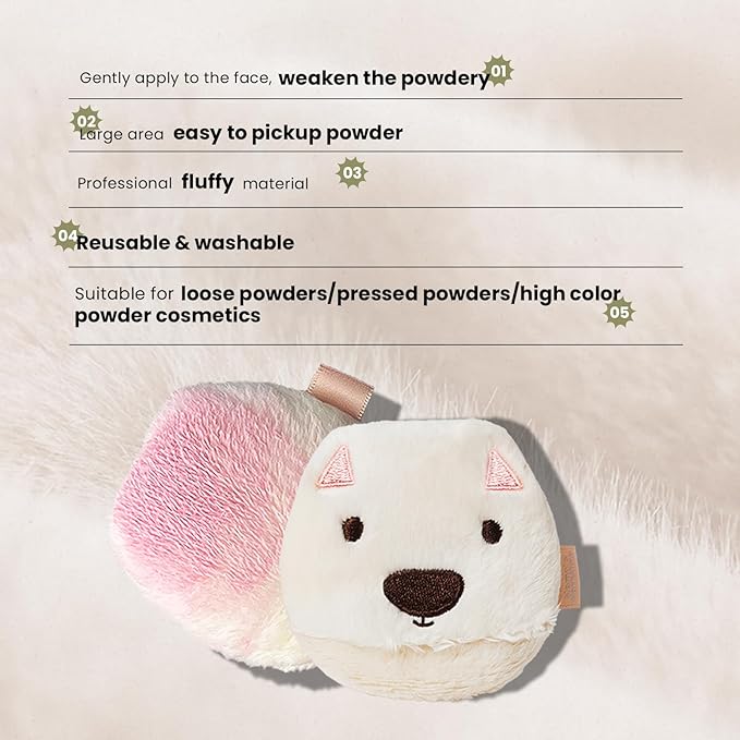 Momo's Workshop Face Fluffy Powder Puff,Soft Plush Setting Powder Puff, Large Velour Makeup Puff for Loose Or Pressed Powders,Round Cosmetic Puff, Beauty Makeup Tool,1pcs