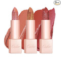 Oulac Moisture Shine Lipstick Set 3PCS - Infinity High Shine Finish, Hydrating Vegan Lipstick Infused with Damask Rose Oil for All-Day Comfort, Gluten-Free, PG11+PG09+D04