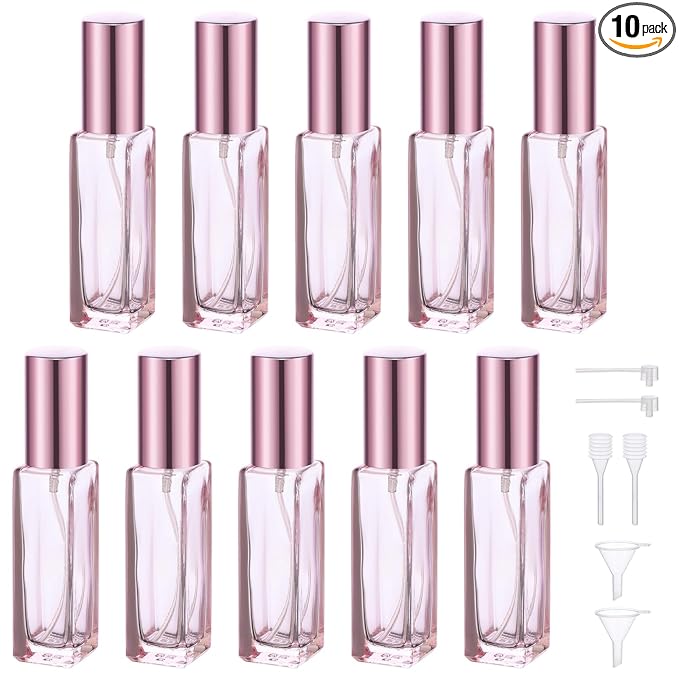 Segbeauty 10ML Refillable Perfume Bottle, 10 Packs Fine Mist Atomizer Sprayer, Empty Glass Spray Bottle Mini Portable Travel Atomizer for Toiletries, Fragrance Scent Pump Dispenser