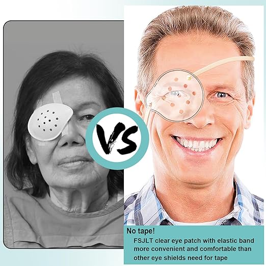 2pcs Clear Eye Shield for Cataract Surgery Hard Vented Eye Protector Patch with Extended Elastic Band, Plastic Eyes Guard Covering After Surgery for Sleeping Protection(Beige)