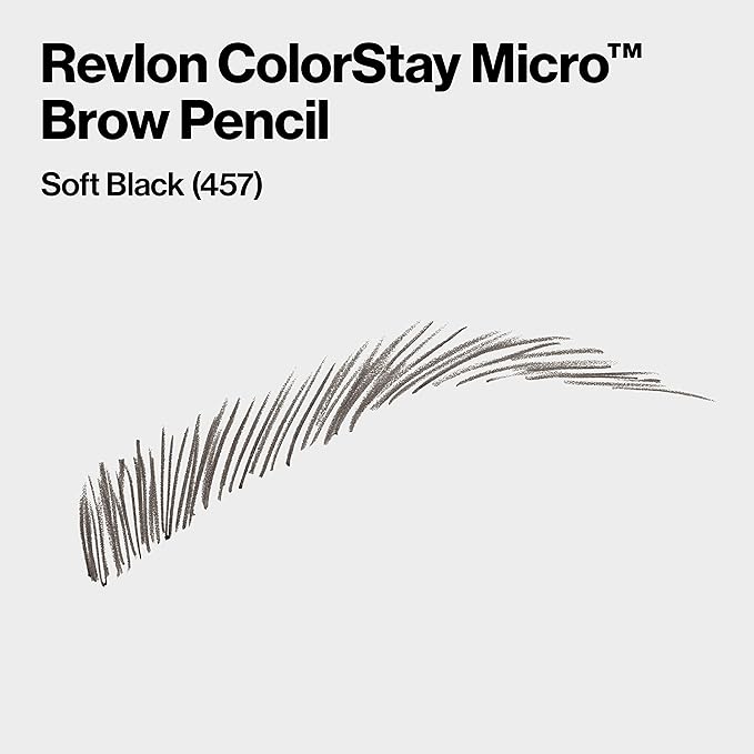 Revlon ColorStay Micro Eyebrow Pencil with Built In Spoolie Brush, Infused with Argan and Marula Oil, Waterproof, Smudgeproof, 457 Soft Black, 0.003 oz