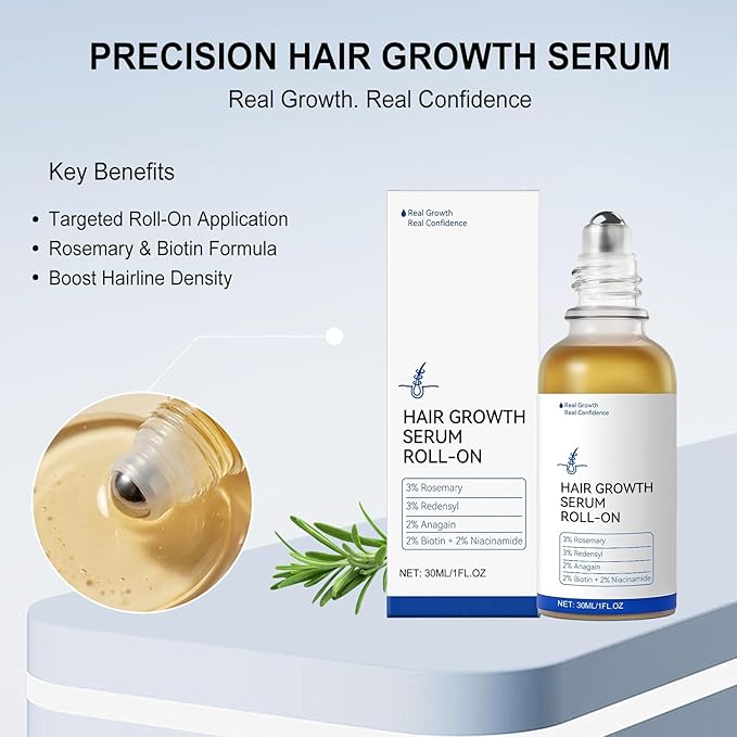 Wild Nourish Hair Oil Serum Roll, Rosemary Hair Growth Serum for Thicker Fuller Hair Appearance, No-Rinse Fast-Absorbing Scalp Treatment with Ginger & Niacinamide (1 Fl Oz (Pack of 1))