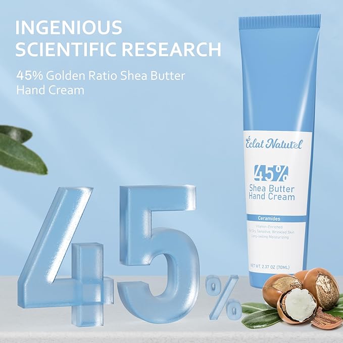 Shea Butter Hand Cream, Made with 45% Shea Butter Moisturizer for Dry Hands, Vitamin E Niacinamide Ceramide Hand Lotion, Radiant Nourish Moisturizing Cream, 2.37 Fl Oz (Pack of 2)