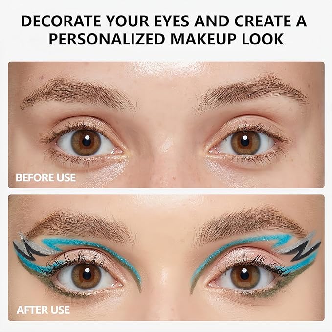 SAUBZEAN Metallic Liquid Eyeliner, Waterproof & Smudge-Proof Shimmer Eye Liner with Precision Brush, Long-Lasting Bold Color, Quick-Dry & Easy Removal, for Winged Makeup, Peacock Green