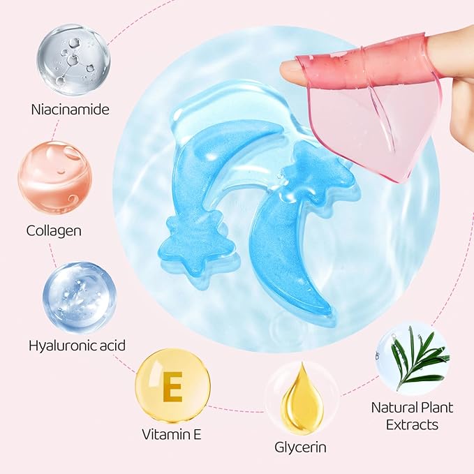 30PCS Lip Masks & Gel Eye Masks,Crystal Collagen Eye Patches for Puffy Eyes, Moisturizing& Reducing Fine Lines Dark Circle Eye Patches for Women Men