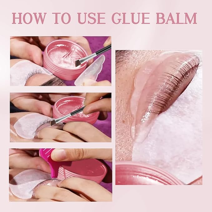 Libeauty Lash Lift Glue Balm Lash Lift Adhesive Strong Sticky Fruit Flavor Eyelash & Eyebrow Perm Glue Balm Brow Lamination Gel (Pink Rose, 10g/0.35oz)